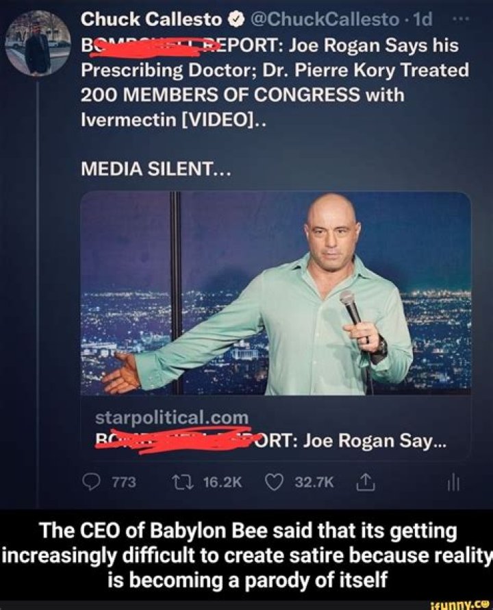 Chuck Callesto ChuckCallesto id REPORT Joe Rogan Says his Prescribing