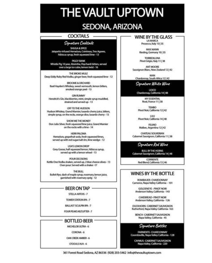 The Vault Uptown Sedona Monthly