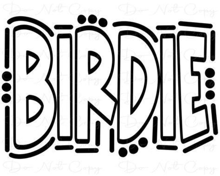the word birdie next to a golf ball on green grass