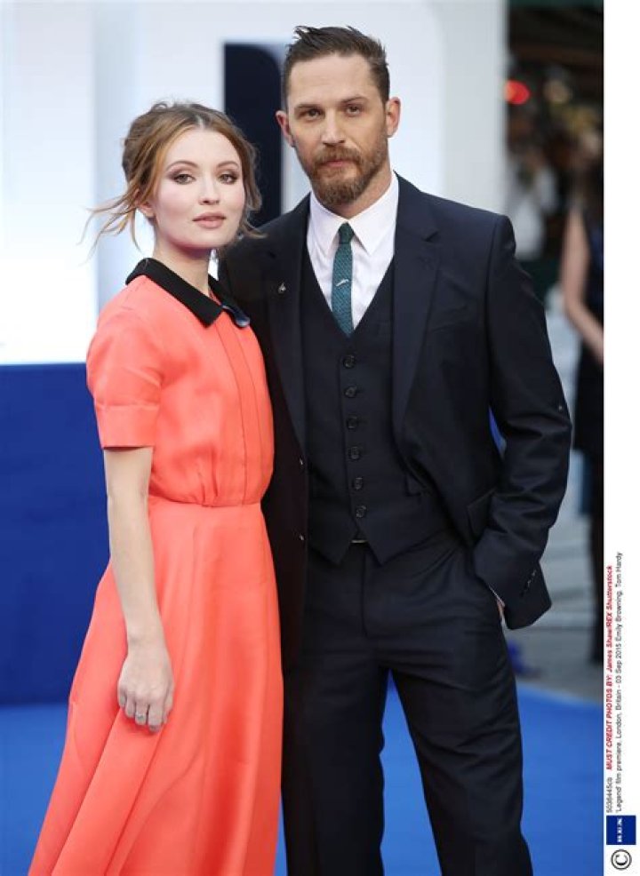 Tom Hardy and Emily Browning on set of the film 'Legend' in East London