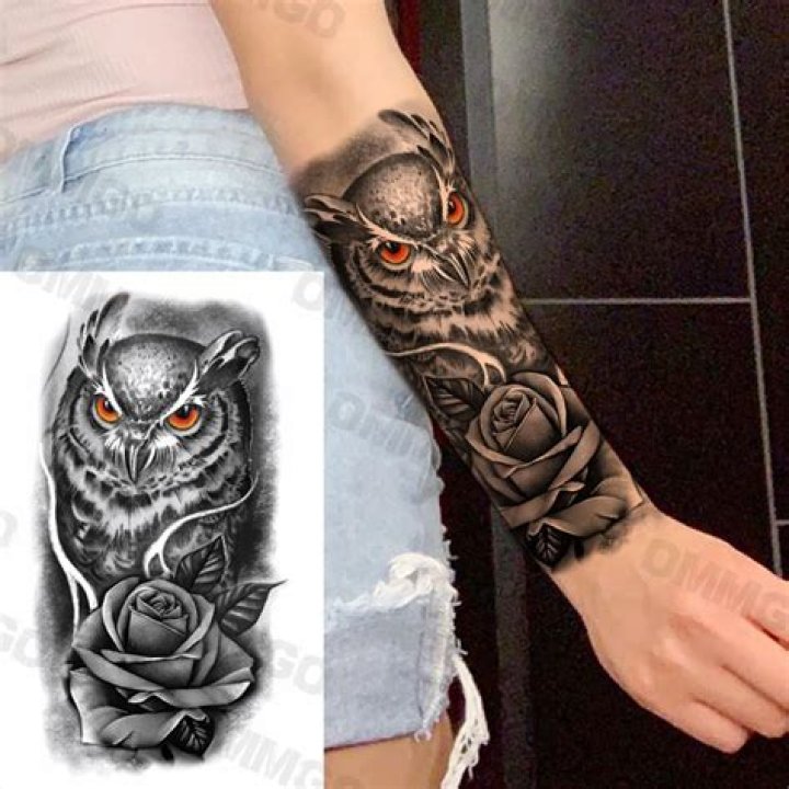 Trendy Black Coverup Forearm Owl Tattoo Blurmark